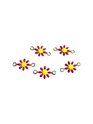 5 Pcs Daisy spacer in stainless steel, orange, 8x13mm