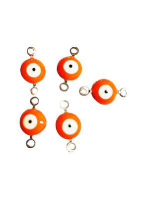 Evil eye cabochon link connector in stainless steel