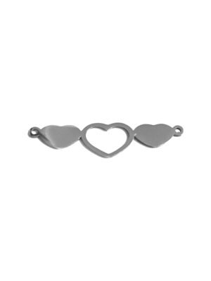 flat stainless steel connector with 3 heart design