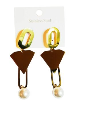 1 Pair Gold earrings, Stainless Steel, 80mm
