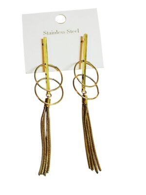 Gold stainless steel earring pair 102 mm