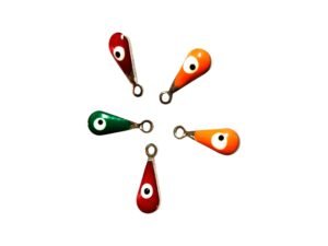 Drop shaped enamel evil eye pendant in stainless steel