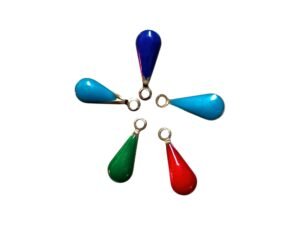 Enamel drop charms set in stainless steel