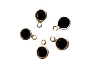 Black rhinestone 6mm set in stainless steel charm