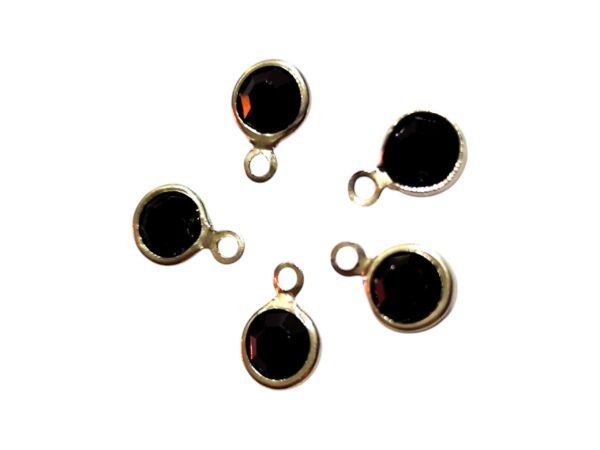Black rhinestone 6mm set in stainless steel charm