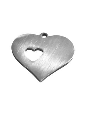 Heart in heart charm stainless steel