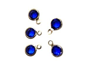 Blue glass charm in stainless steel