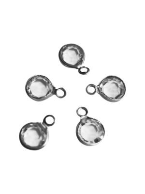 Clear rhinestone 6mm set in stainless steel charm