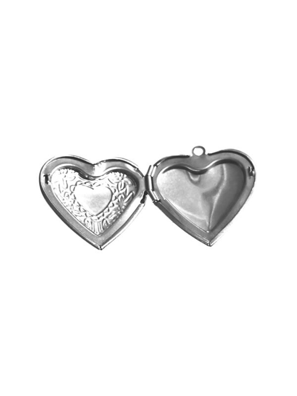 Heart shape embossed locket, Stainless steel, 22mm - Image 2