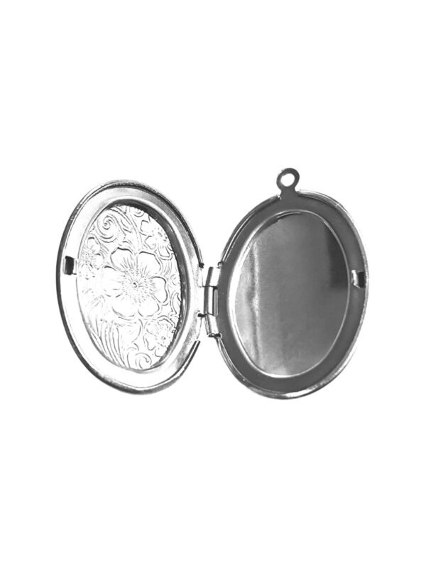 Oval disk locket, Stainless steel, 27mm - Image 2