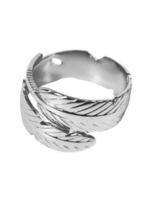 Two Leaves adjustable stainless steel ring