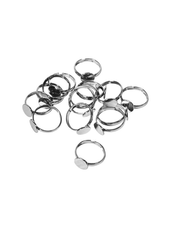15x Stainless Steel Ring, Flat Back,10mm, adjustable - Image 2