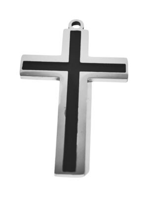 Stainless Steel Pendant, Black and Silver Cross 59mm