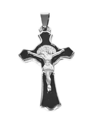 3d Black and silver Jesus on the cross stainless steel pendant