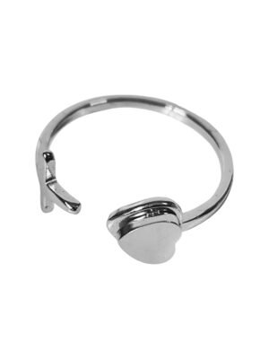 Heart and Cross ring stainless steel, adjustable