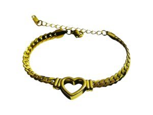 Stainless-steel Curb Chain with heart bracelet