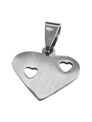 2 Small heart in heart pendant in stainless steel