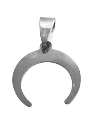 Downward crescent pendant in stainless steel