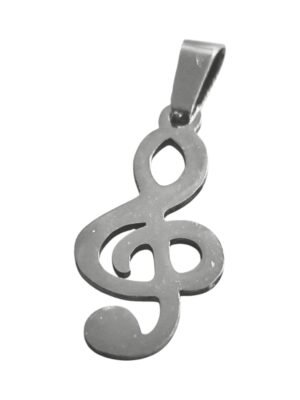 Music note in stainless steel pendant