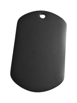 Black dog tag in stainless steel