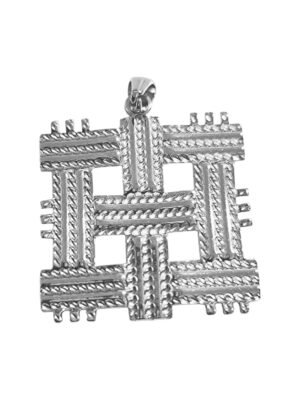 Woven matt pendant in stainless steel