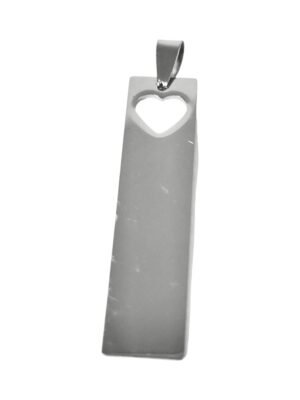 Tag with heart pendant in stainless steel