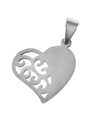 Heart with vine pattern in stainless steel