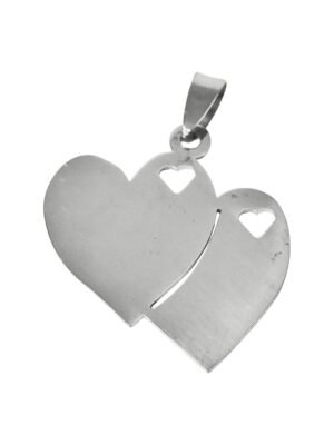 Double heart pendant in stainless steel