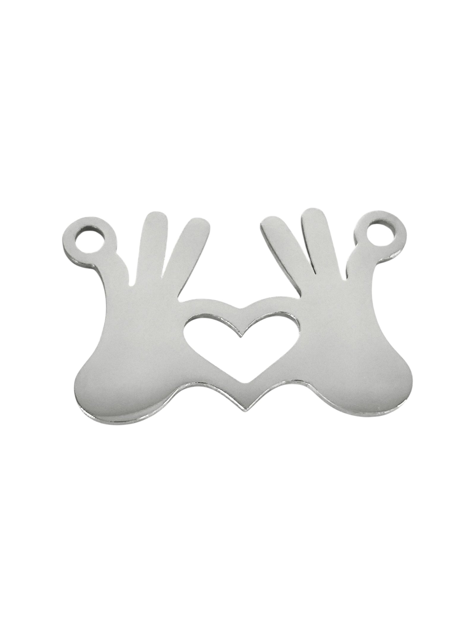 2 hands with heart connector