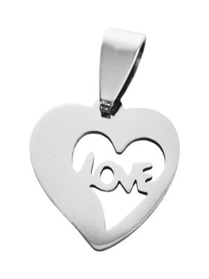 Love double heart pendant in stainless steel