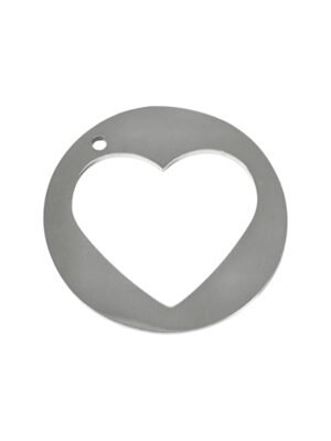 Heart in circle pendant in stainless steel