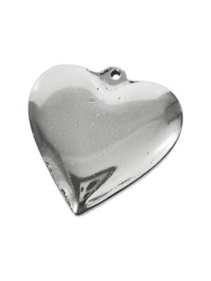 3D Heart Pendant in stainless steel, 25mm no bail