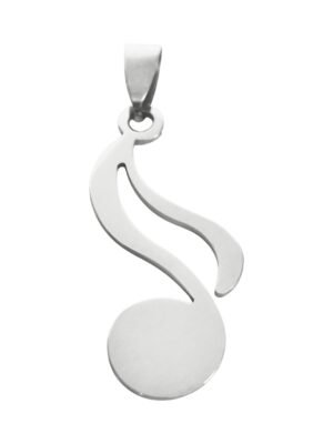 Music note pendant in stainless steel