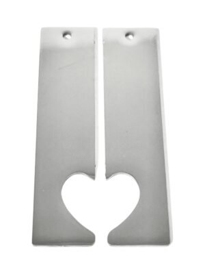 Couples pair of pendants 50mm, Square bars with heart