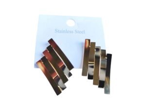 Gold Stainless Steel 5 bar Earrings, 40mm