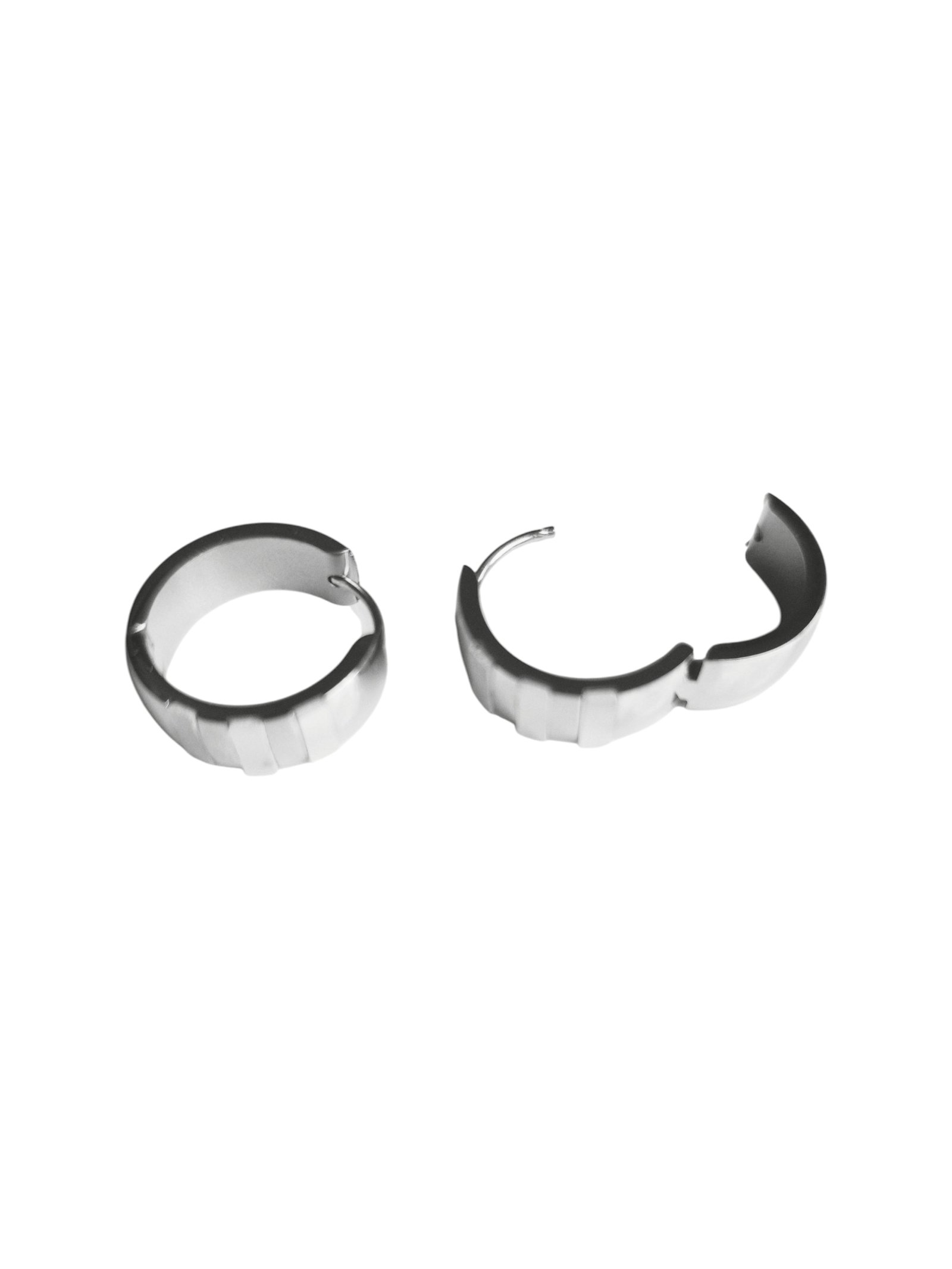 Silver Stainless Steel Earrings Huggies, 20x7mm