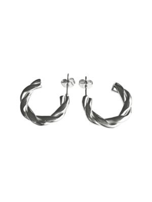 Stainless Steel Rope Pattern Hoop Earring, 23mm