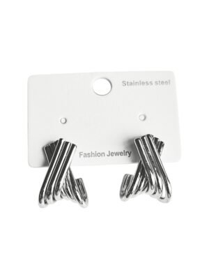 Stainless Steel Cross Tripple Bars Earring, 22mm
