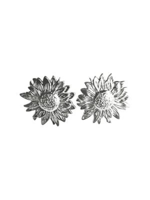 Stainless Steel Round Sunflower Earring, 23mm