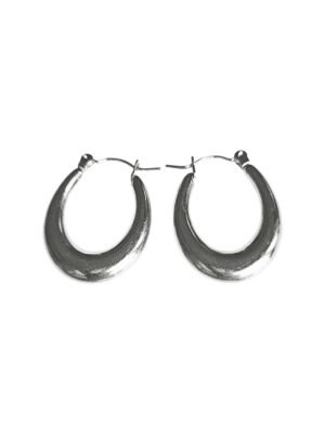 Stainless Steel Oval Hoop Earring, 26x14mm