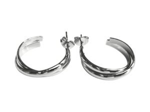 Stainless Steel Curved Earring, 22mm
