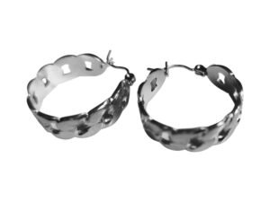 Stainless Steel Curb Chain Hoop Earring, 24mm