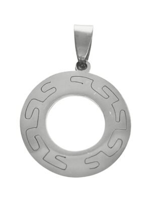Pendant in stainless steel with bail, Inscribed Circle, 25mm excluding bail