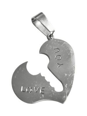 Pendant in stainless steel heart with key insert, 24mm excluding bail