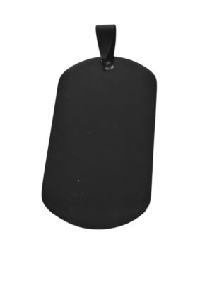 Black Dog Tag Pendant in stainless steel, 39 mm