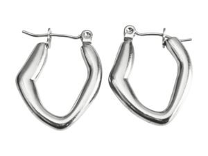Stainless Steel Bent Oval Earring, 20mm