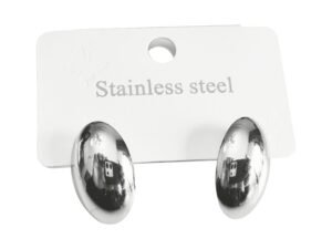 Stainless Steel Oval Studds Earring, 20x12mm