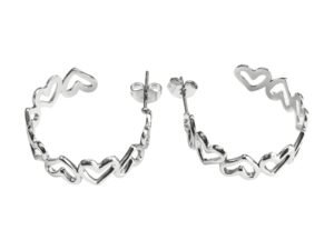 Stainless Steel Hearts Hoop Earring, 24mm