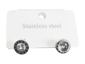 Stainless Steel Watchface Studd Earring, 10mm