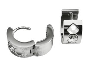 Silver Stainless Steel Earrings Huggies, 14x7mm